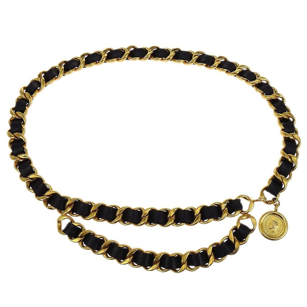 Chanel Vintage Multi-Chain Medallion Belt Metal and Leather